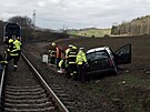Na p�ejezdu v Sem�nov� Lhot� se srazil vlak s autem. (26. b�ezna 2023)
