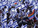 Ped sídlem izraelského parlamentu v Jeruzalém proti soudní reform protestují...