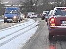 Sníh zkomplikoval dopravu v Ústeckém kraji. (28. bezna 2023