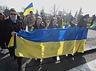 Demonstrace na podporu Ukrajiny v Srbsku (24. února 2023)
