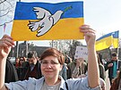 Demonstrace na podporu Ukrajiny v Srbsku (24. února 2023)