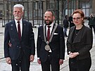 Prezident Petr Pavel (vlevo) s primátorem Ostravy Tomáe Macurou a jeho...