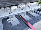 Vizualizace rekonstrukce lávky praského terminálu smíchovského nádraí