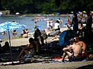 Horké letní dny tráví výcai u enevského jezera. (19. ervna 2022)