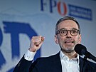 Pedseda Svobodné strany Rakouska (FPÖ) Herbert Kickl hovoí na pedvolebním...
