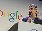 Zakladatel Googlu Larry Page na tiskové konferenci 21. kvtna 2012