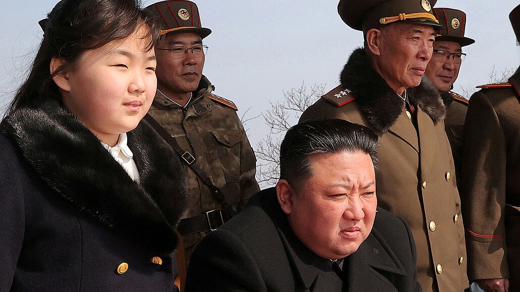 Severokorejský lídr Kim Čong-un s dcerou Kim Ču-e (20. března 2023)
