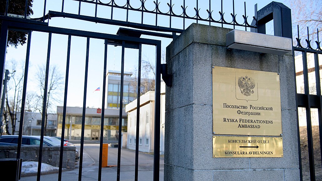 Ruské velvyslanectví ve védském Stockholmu (27. bezna 2018)
