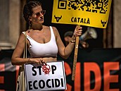 Aktivisté v Barceloně protestují proti změně klimatu. (20. srpna 2022)