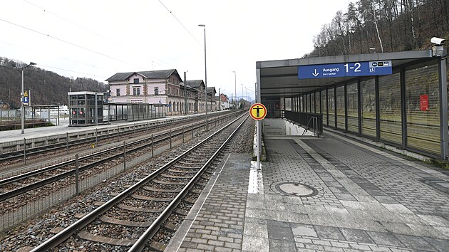 Prázdné nádraží v Bad Schandau (27. března 2023)