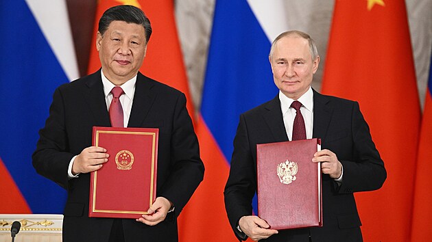 nsk prezident Si in-pching a rusk prezident Vladimir Putin (21. bezna 2023)
