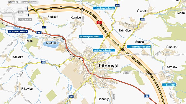 Dálniční úsek D35 Litomyšl – Janov (březen 2023)