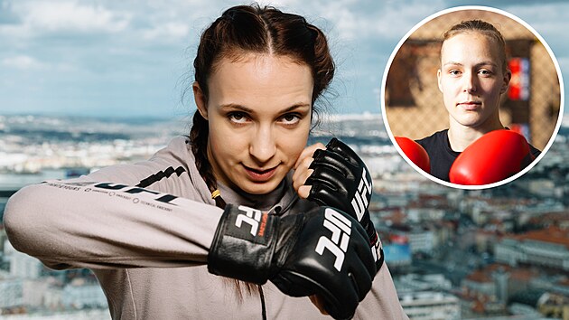 Zpasnce MMA Lucie Pudilov a Tereza Bled (na snmku v krouku)