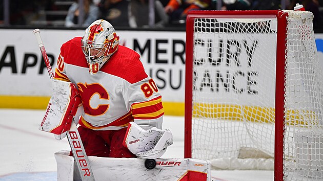 Dan Vladař v bráně Calgary Flames