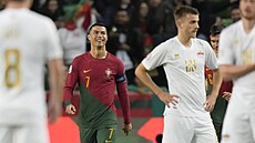 Usmvavý portugalský kapitán Cristiano Ronaldo v utkání proti Lichtentejnsku.