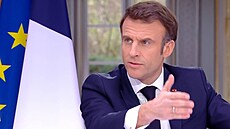 Emmanuel Macron v televizním rozhovoru (22. bezna 2023)