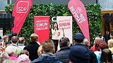 Finská premiérka, pedsedkyn sociálndemokratické strany SDP Sanna Marinová...