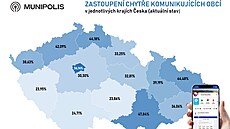 Mapa eska ukazuje míru pokrytí aplikací Munipolis