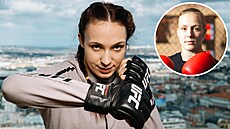 Zápasníce MMA  Lucie Pudilová a Tereza Bledá (na snímku v krouku)