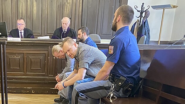 Martin Prosecký (blíže na lavici obžalovaných) a Karel Čermák byli odsouzeni za útok na majitele historických vozů, které chtěli uloupit. Prosecký dostal 18 let, Čermák 9,5 roku.