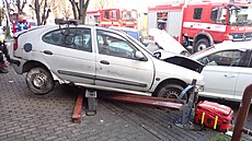 Dopravní nehoda v Holešově na Palackého ulici, při které řidič naboural do...