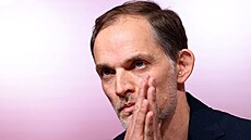 Thomas Tuchel , nový kou Bayernu Mnichov, na tiskovce.