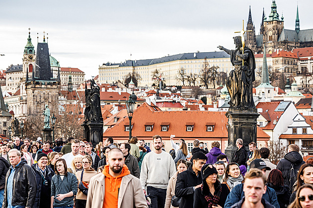 Turisté v centru Prahy (29. ledna 2020)