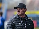 Asistent trenéra eských Budjovic Tomá Zápotoný v zápase proti Zlínu.