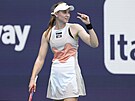 Jelena Rybakinová pi finálovém zápase turnaje v Miami.