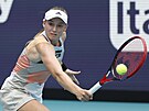 Jelena Rybakinová pi finálovém zápase turnaje v Miami.