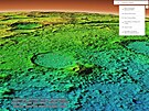 Ukázka nového modelu Marsu. Barevná kála reprezantuje topografii planety a...