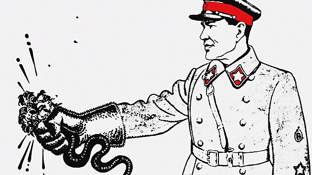 Jeovova elezn rukavice. Obvan f NKVD na kresb sovtskho karikaturisty Borise Jefimova
