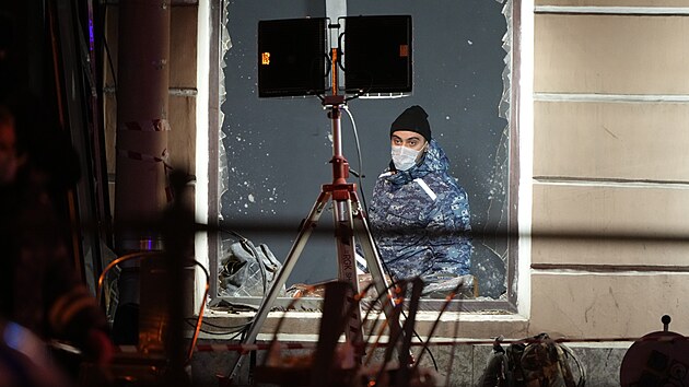 Rut vyetovatel na mst vbuchu v kavrn v Petrohrad (2. dubna 2023)
