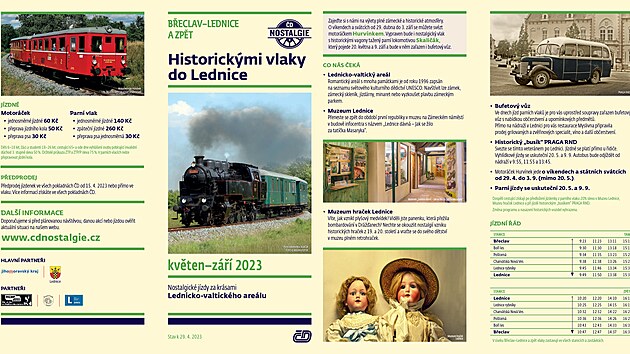 Plakát akce Historickými vlaky do Lednice