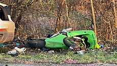 Pi nehod motorky a osobního automobilu v Mladoboleslavské ulici v praských...