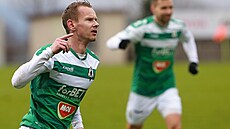 Jablonecký Jan Chramosta slaví gól v zápase s Pardubicemi.