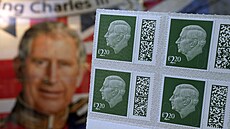Britský král Karel III. na nových známkách (Londýn, 4. dubna 2023)
