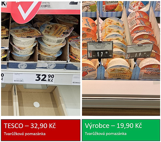 Stejná pomazánka, značný rozdíl v ceně. Nesrovnatelné, říkají obchodníci