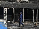 Spálená ást nemocnice v Pekingu. (18. dubna 2023)