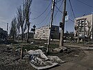 Pohled na Bachmut, místo tkých boj s ruskými jednotkami v Doncké oblasti na...