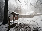 Sníh v Kemeníku u Pelhimova (14. dubna 2023)