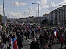 Protestní pochod úastník demonstrace esko proti bíd z Václavského námstí...