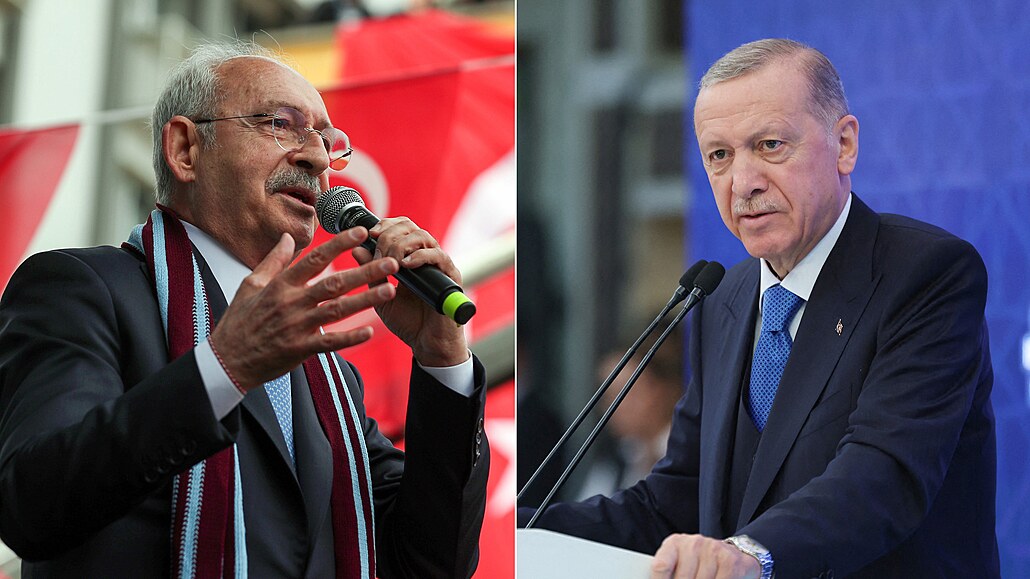 Kandidáti na nového tureckého prezidenta Kemal Kiliçdaroglu (vlevo) a Recep...