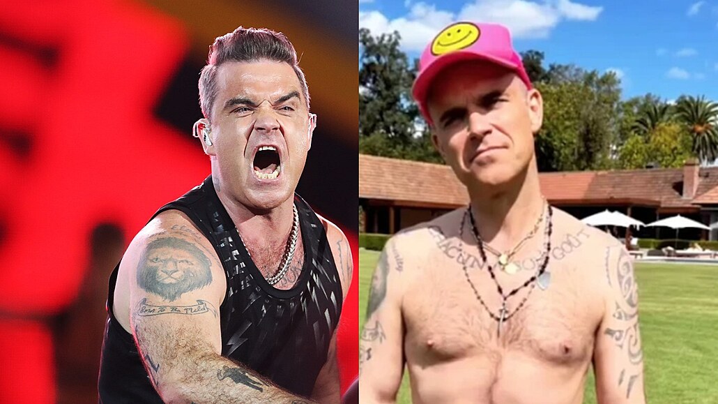 Zp�vák Robbie Williams v letech 2017 a 2023