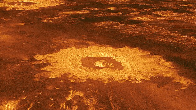 Sn�mky kr�ter� na povrchu Venu�e, na�� druh� nejbli��� planety, po��dila americk�
NASA. �Venu�e je velmi zaj�mav�. D��v se pravd�podobn� v�c podobala Zemi, ale nyn� je
tam tlak 92kr�t vy��� ne� na Zemi, de�t� obsahuj� kyselinu s�rovou a teplota je a� 480 �C,�
popisuje Tom� Petr�sek.