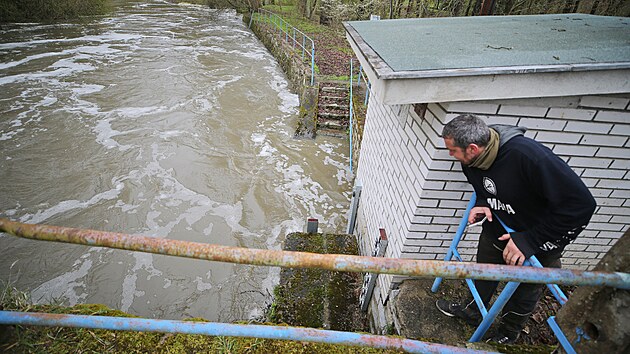 Rozvodnn Moravsk Dyje po silnch detch. (15. dubna 2023)