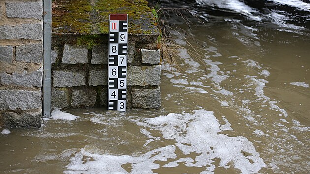 Rozvodnn Moravsk Dyje po silnch detch. (15. dubna 2023)