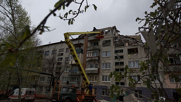 Ukrajinsk Slovjansk po ruskch tocch (14. dubna 2023)