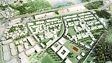 Nová rezidenní tvr s 800 mstskými byty, obanskou vybaveností a také kolou...