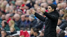 Kou Arsenalu Mikel Arteta bhem utkání proti Liverpoolu.